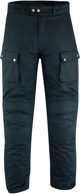 Pantaloni motociclisti Warrior Classic da moto cotone cerato 12 oz impermeabili armatura CE