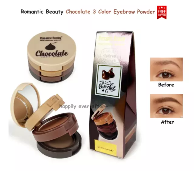 Romantic Beauty Chocolate 3 Color Eyebrow Powder - Natural looking Brow Definer