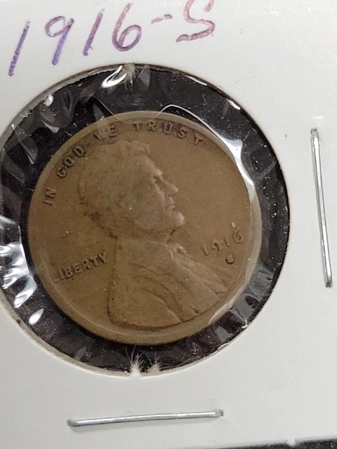 1916 S Lincoln Wheat Copper Cent Penny 1C GOOD DETAIL
