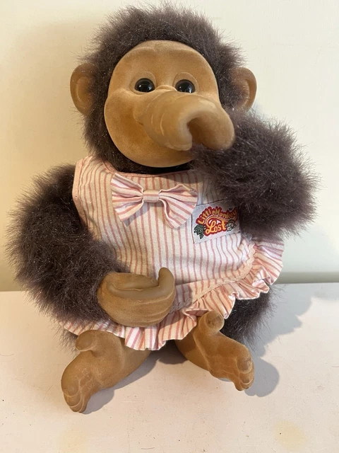 VINTAGE HOSUNG LITTLE Monkey Lost Hanging From Bar Plush Stuffed