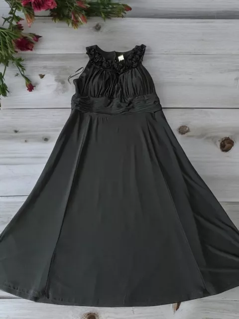 Sangria Womens Sz 14 Dress Midi Halter Ruffle Special Event Flowy Cocktail Black