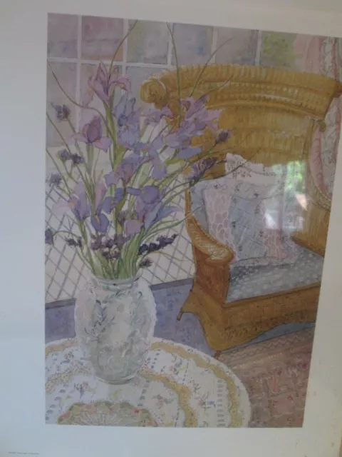 Christina Ladas Print Victorian Parlor Porch Wicker Chair Floral 12" x 16"