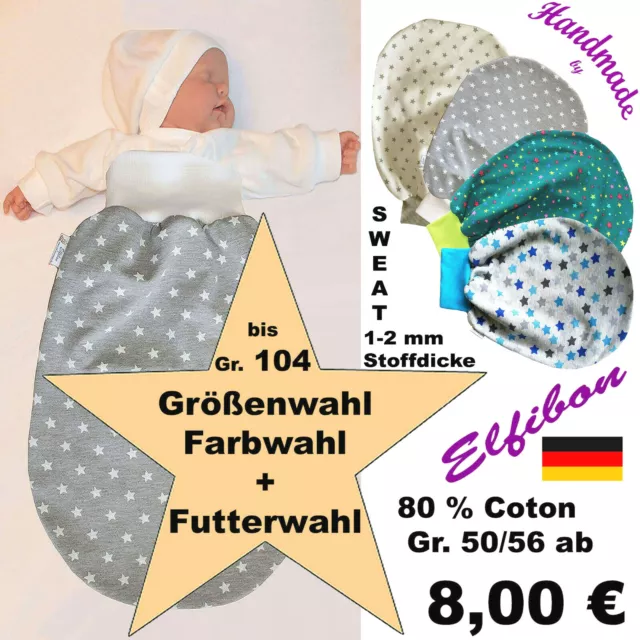 ELFIBON Sweat Pucksack Stars Baby Schlafsack BW Fußsack Swaddle Sommer - Winter