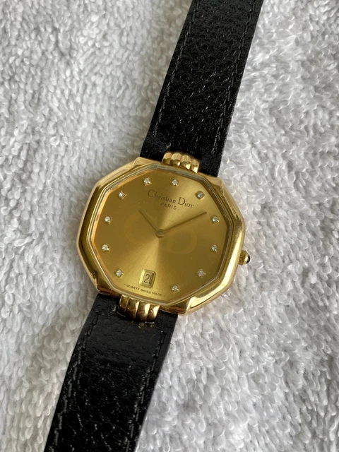 Christian Dior Paris Diamonds dial 18k Gold & Steel Quartz Calendar Swiss Watch