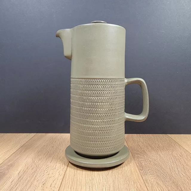 Vintage Retro Denby Chevron Green Coffee Pot & Base