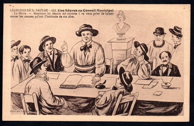 Cpa  --  Legendes De Saint Saulge  Une Seance Au Conseil Municipale  119.E