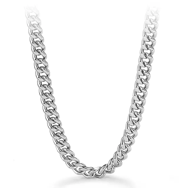 925 Sterling Silver Miami Cuban Link Chain Men's Necklace 12mm 22" 24" 26" 28"