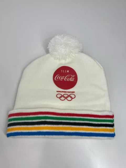 Team Coca Cola Coke beanie winter hat knit Olympic white one size fit most