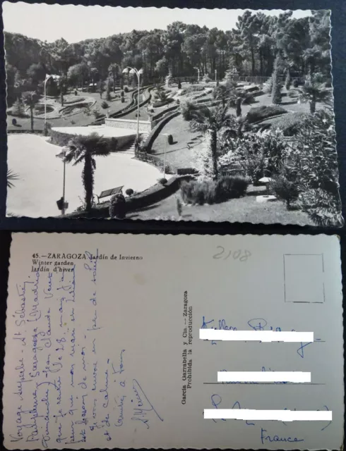 Antigua Postal Zaragoza Jardin De Invierno Aragon Postcard Postkarte     Cc3835