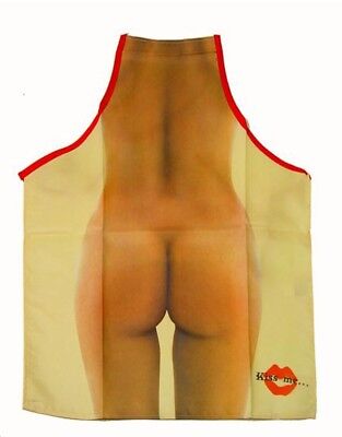 Funny BBQ Apron Novelty Barbecue - Kiss Me - Naked Woman Design - Nude - Bum