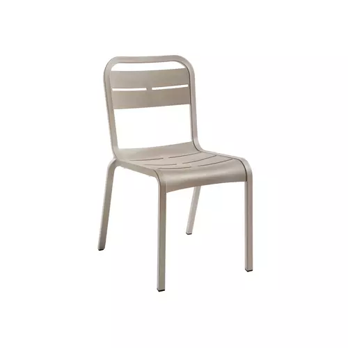 Grosfillex UT011181 Vogue French Taupe Indoor/Outdoor Stacking Chair - 4 Per Set