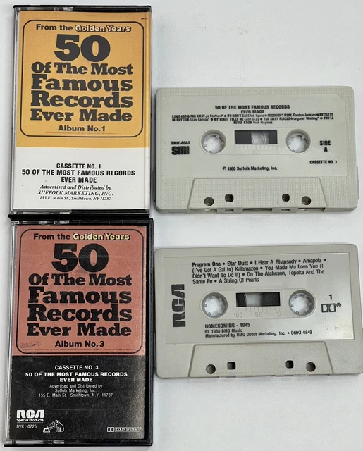50 OF THE Most Famous Records Ever Made Vol 1 and 3 Audio Cassettes