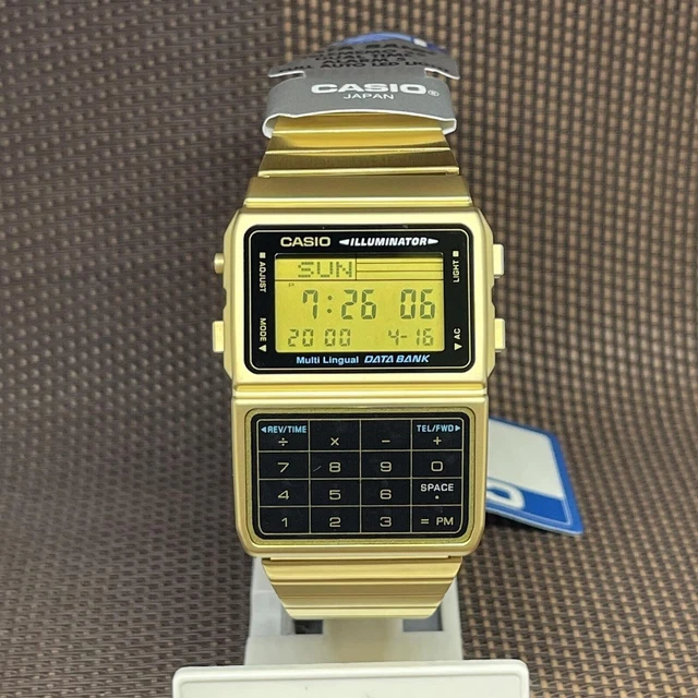 Casio DBC-611G-1D Databank Calculator Gold Tone Stainless Steel Digital Watch