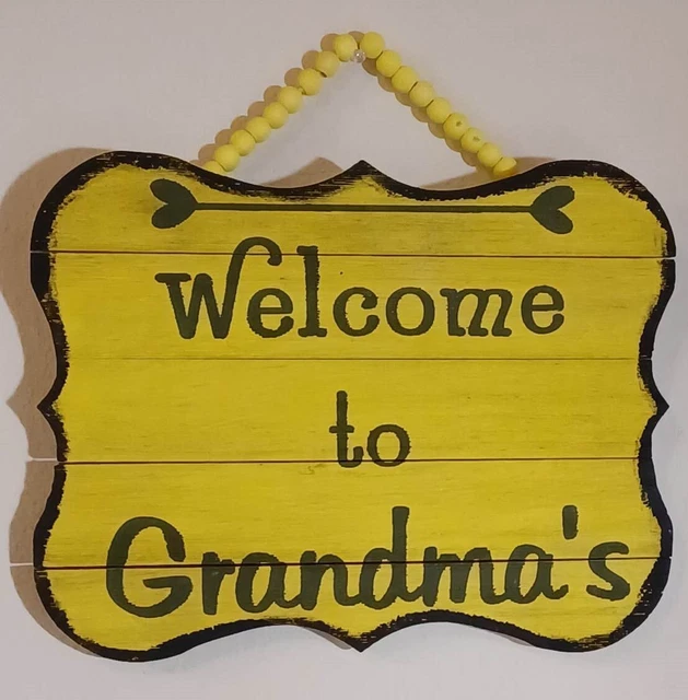 Handpainted - 11.5 Inch X 8.5 Inch Wooden - " Welcome To Grandma's " Sign