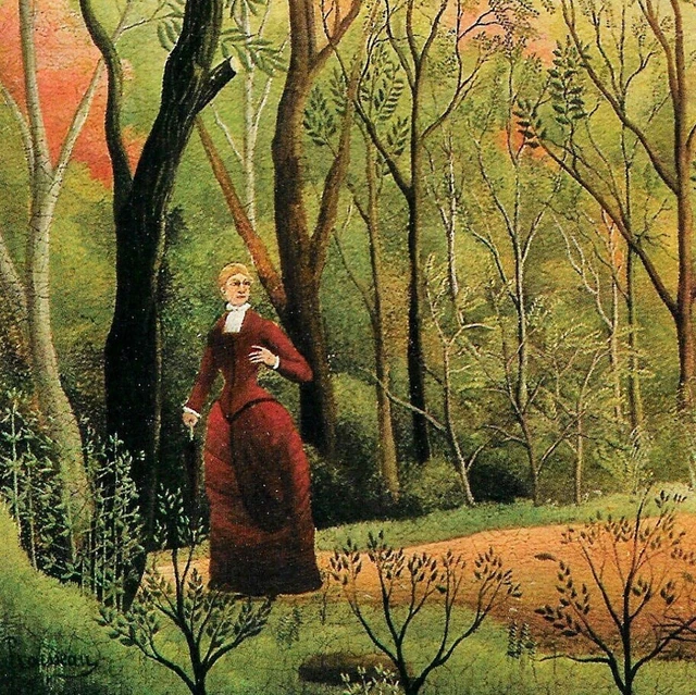 Henri Rousseau "la Femme de l'artiste dans un jardin" Vintage art book page