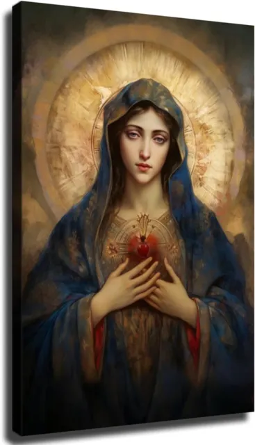 Immaculate Heart of The Virgin Mary with Child Jesus God Christian Poster