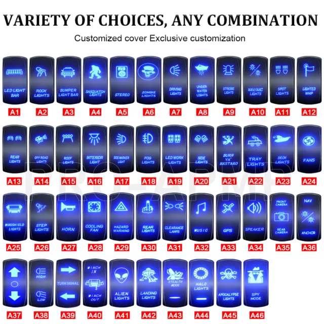 Blue LED Backlit Light Rocker Toggle Switches Button for Offroad Truck Boat ATV