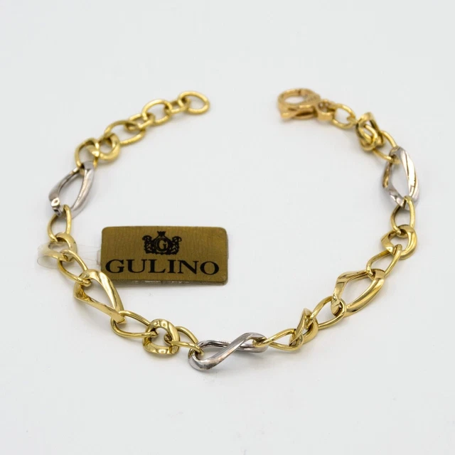 Bracelet femme en chaîne en or jaune 18 carats 750 fabriqué en Italie E.28
