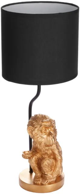 BRUBAKER Lampe de Table Animal Singe Dorée Céramique 52 cm Abat-jour Noir 2