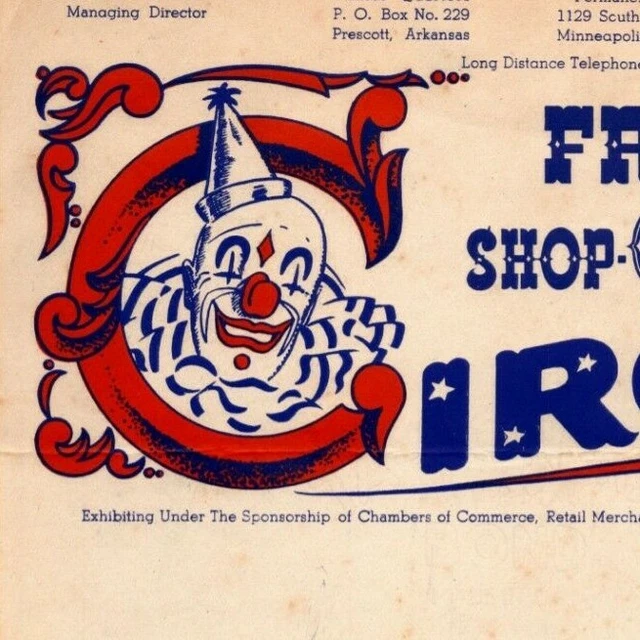 Shop O Rama Sign VERY SCARCE FREE Shop-O-Rama Circus Letterhead Early 1950's Minneapolis ...