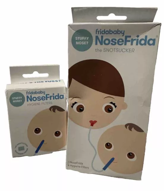 Lot Of 2 Fridababy-NoseFrida SnotSucker with 20 Hygiene Filters Windi Gas passer