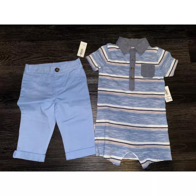 NWT! Old Navy Baby Boy Blue Outfit Romper Pants - Size 6-12 Months