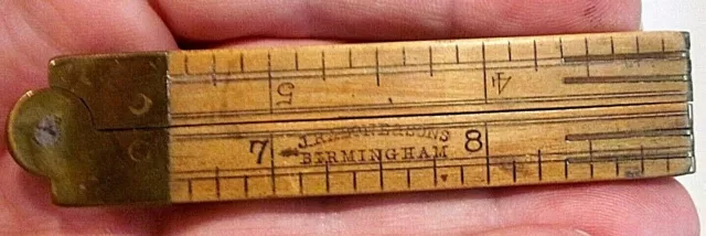 Antique J. Rabone & Sons Ruler Boxwood & Brass 4 Fold 12 Inches Htf Birmingham Antique J. Rabone & Sons Ruler Boxwood & Brass 4 Fold 12 Inches Htf Birmingham