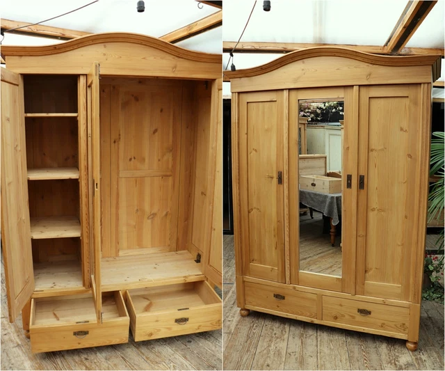 💖 Wow! Quality! Old Pine Triple Knock Down Combination Wardrobe-We Assemble 🤩
