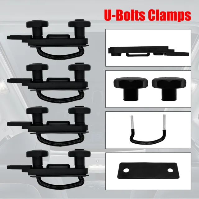 4 PCS Stainless Steel Universal Roof Box U-Bolt Clamps, Car Van