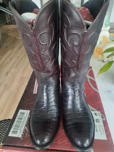 LUCCHESE BOOTS 9.5 EE black cherry caiman belly $550.00 - PicClick
