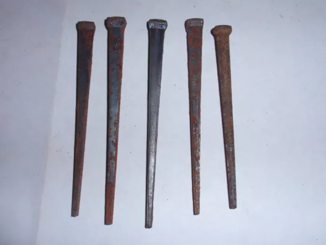 11 Vintage Antique Square Cut Nails 3", 3-1/4", 3-1/2", NEW Straight nails rusty