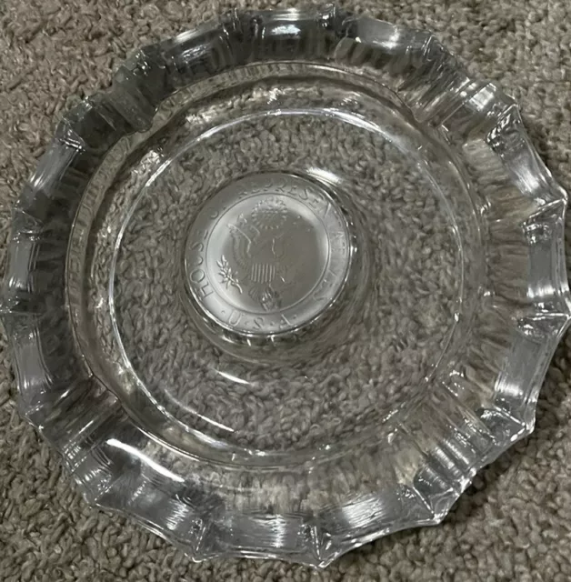 Vintage USA House OF Representatives Glass Ashtray w/Etched Seal, 10" Diameter