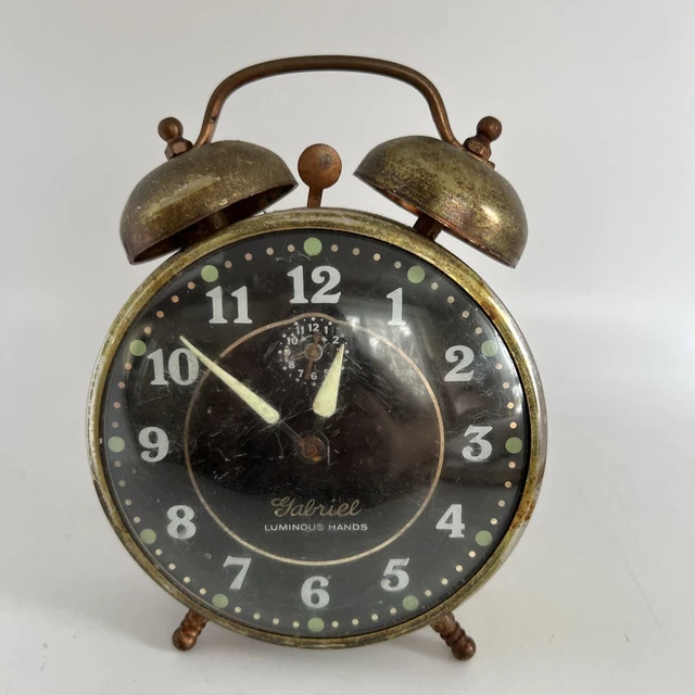 VINTAGE GABRIEL LUMINOUS Hands Alarm Clock NOT WORKING For Parts Or