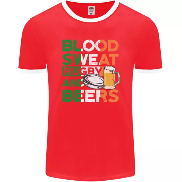 Maglietta Blood Sweat Rugby and Beers Ireland Divertente Uomo FotoL 3