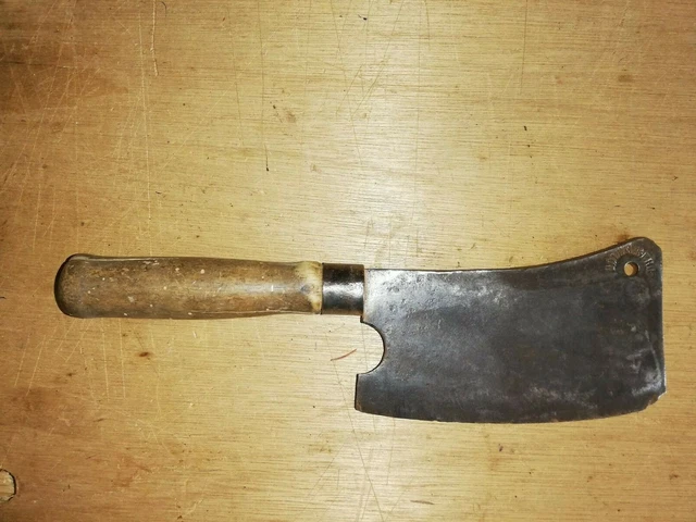 ANCIENNE FEUILLE de boucher en acier forgé estampillé outil de métier lot 142 EUR 13,00