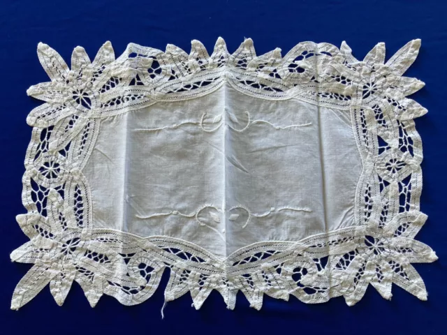 Rectangle White Vintage Dollie Tea Embroidery Lace Shabby Country