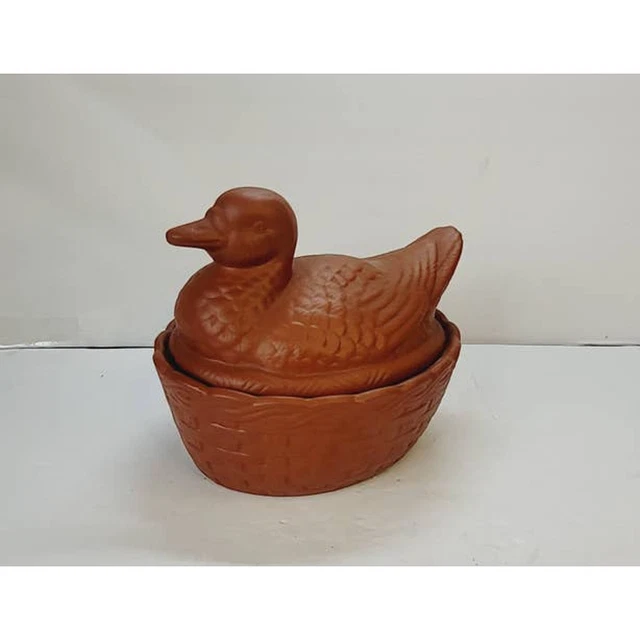 Vintage Pottery Duck Dish Clay Duck Dish