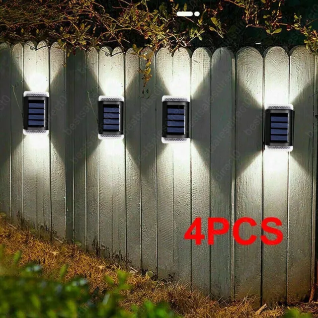 4x LED Solar Powered Fence Wall Lights Garden Lamp Step Path Decking Outdoor