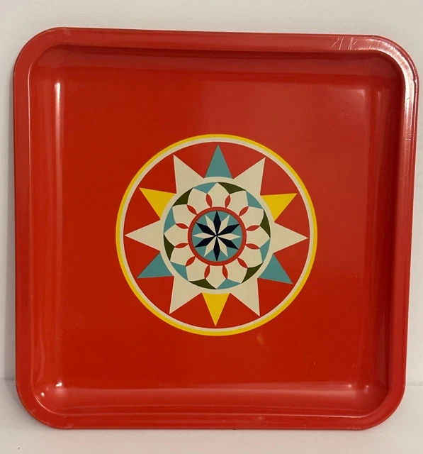 Vintage Tin Pharmaceutical Pill Tray - Merck Promo - Folk Art Style