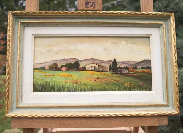 Paesaggio di campagna , dipinto ad olio di L. Campigli , con cornice