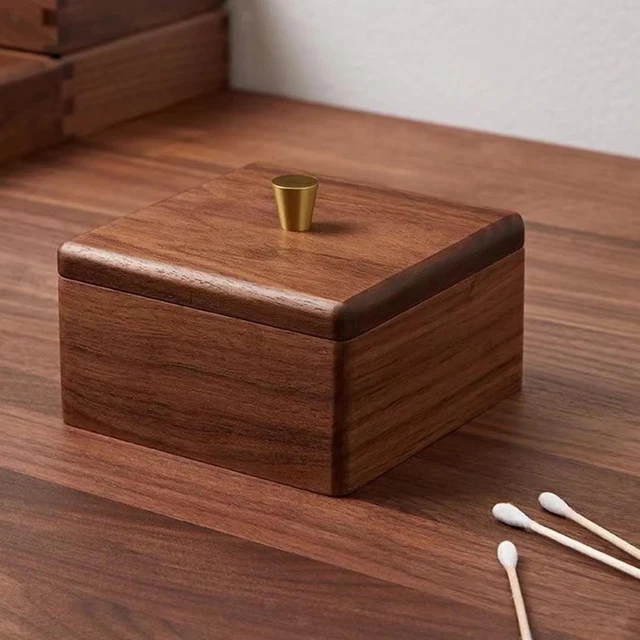 CTCOIJRN Copri scatola for fazzoletti, coperchio rettangolare for scatola for fazzoletti in legno di noce, porta fazzoletti decorativo for bagno, camera da letto, tavolo da pranzo (dimensioni : Small