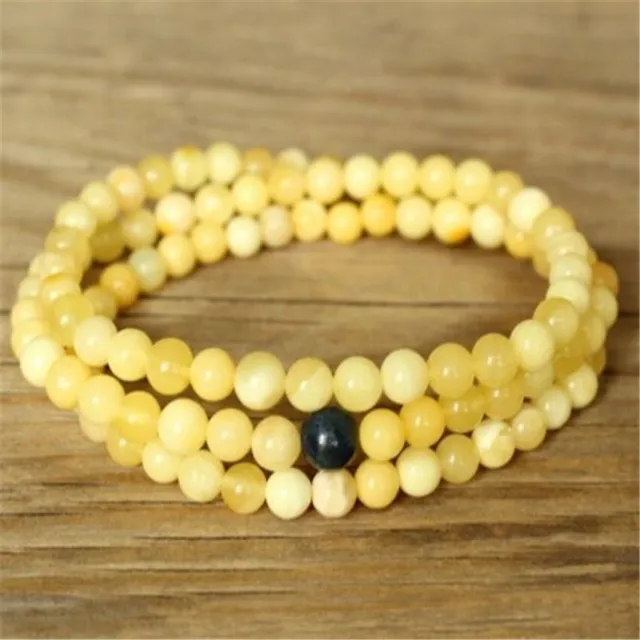 6MM Topaz Gemstone Mala Bracelet 108 Beads Necklace Meditation cuff Buddhism