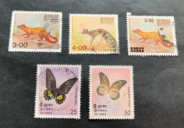 Sri Lanka 🇱🇰 1978-1981 animals - 4 used stamps with Michel No. 543, B545, 484