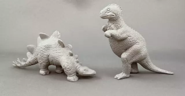 Marx 1950s Vintage Plastic Prehistoric Playset Dinosaurs Medium Mold Set of 2