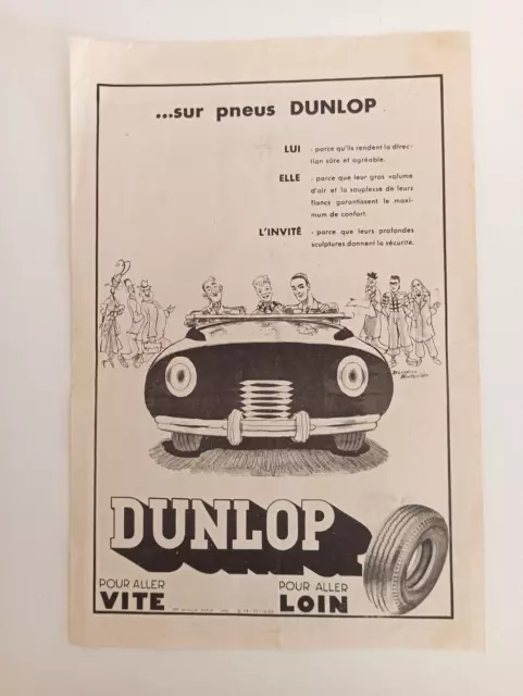 Ancien Papier publicitaire PNEUS DUNLOP "Delarue-Nouvellière"années 1930  R/ 223