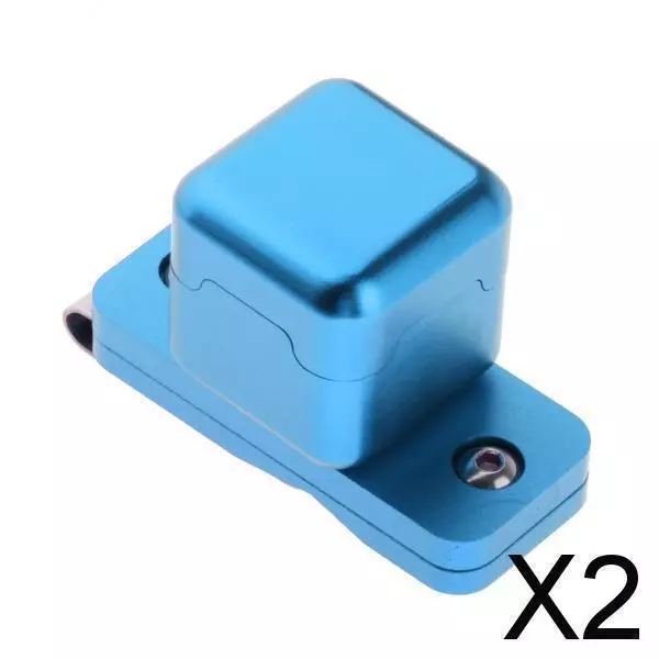 2X Porte-étui pour craie de billard avec craie, boîte en métal avec clip bleu