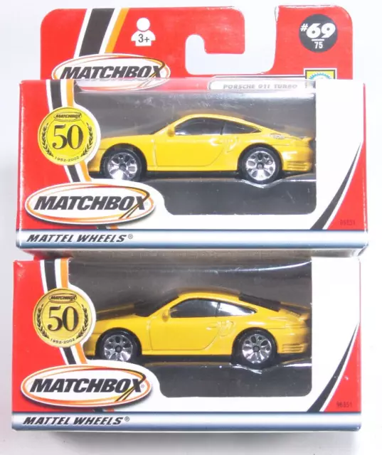 Matchbox 2002 #69 -E- Porsche 911 Turbo - Set with and without 50years logo