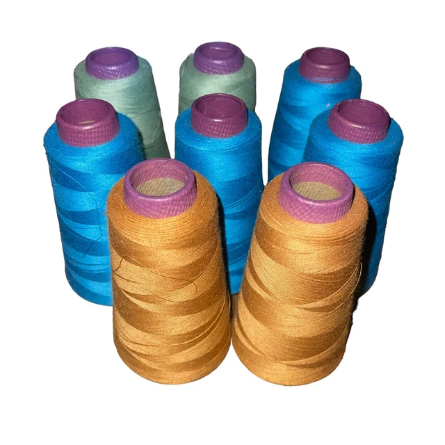 Lot Of 8 A&E  Perma Spun Thread  Asst Colors Blue Green Brown 3000 Yards Each