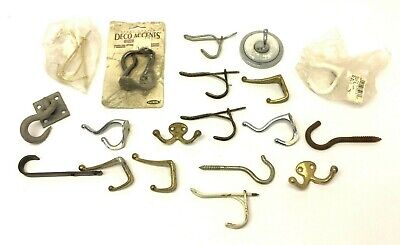 Mixed Lot Coat Hat Hooks Hangers Parts Hardware Collection Used Old