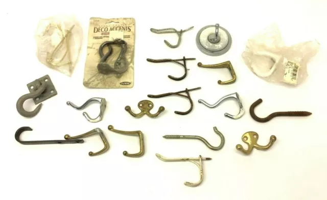 Mixed Lot Coat Hat Hooks Hangers Parts Hardware Collection Used Old